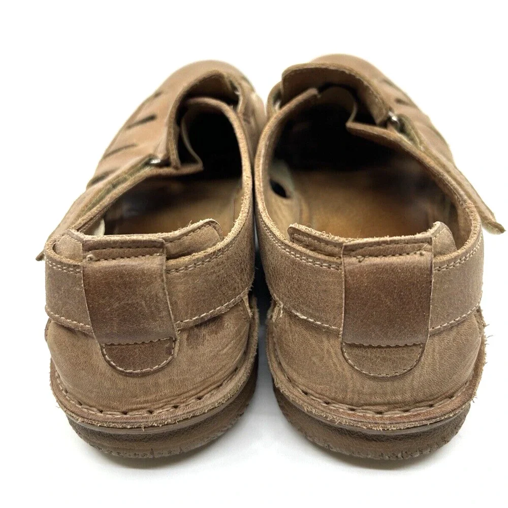 Vogar Men's Leather Closed Toe Sandals Size 12/46 Brown Lightweight Comfort
